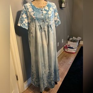 Blue and white maxi dress